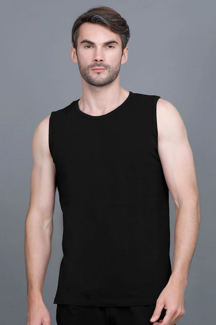 Black Gym Vest Men Sleeveless T-Shirt