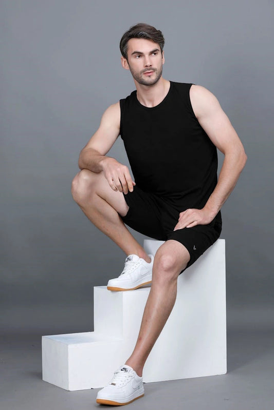 Black Gym Vest Men Sleeveless T-Shirt