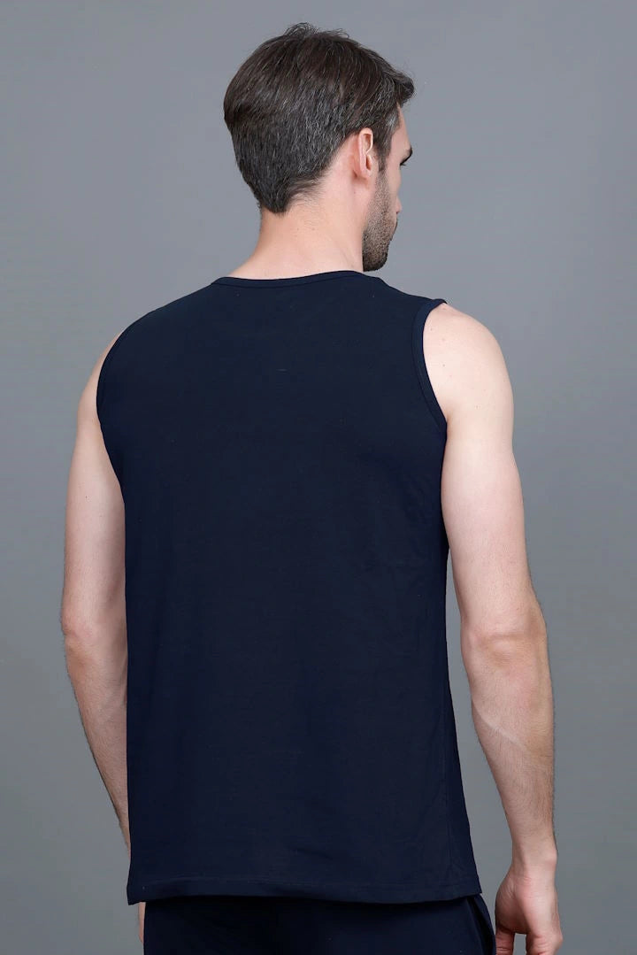 Navy Gym Vest Men Sleeveless T-Shirt