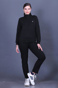 Black Cotton Fleece Winter Track suit for Ladies