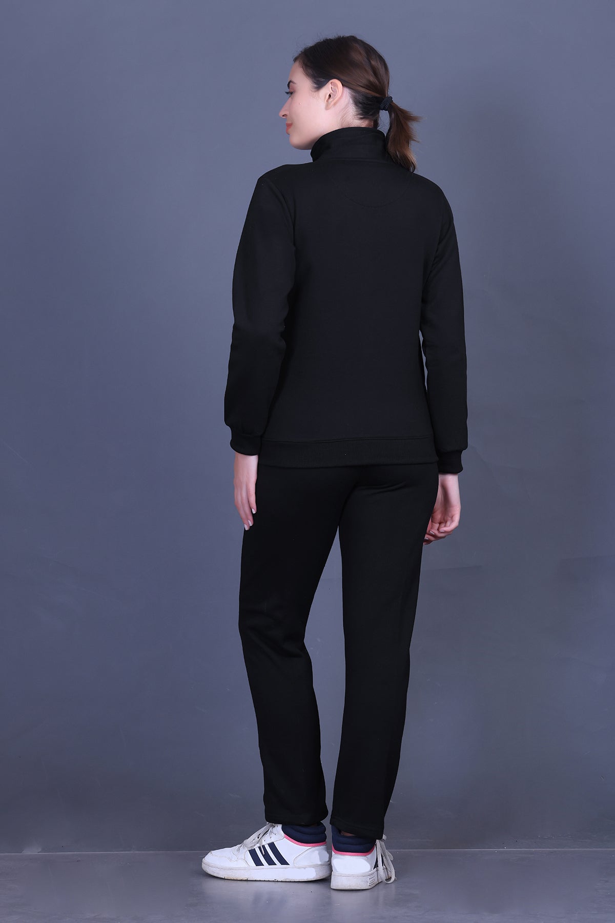 Black Cotton Fleece Winter Track suit for Ladies
