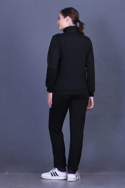 Black Cotton Fleece Winter Track suit for Ladies