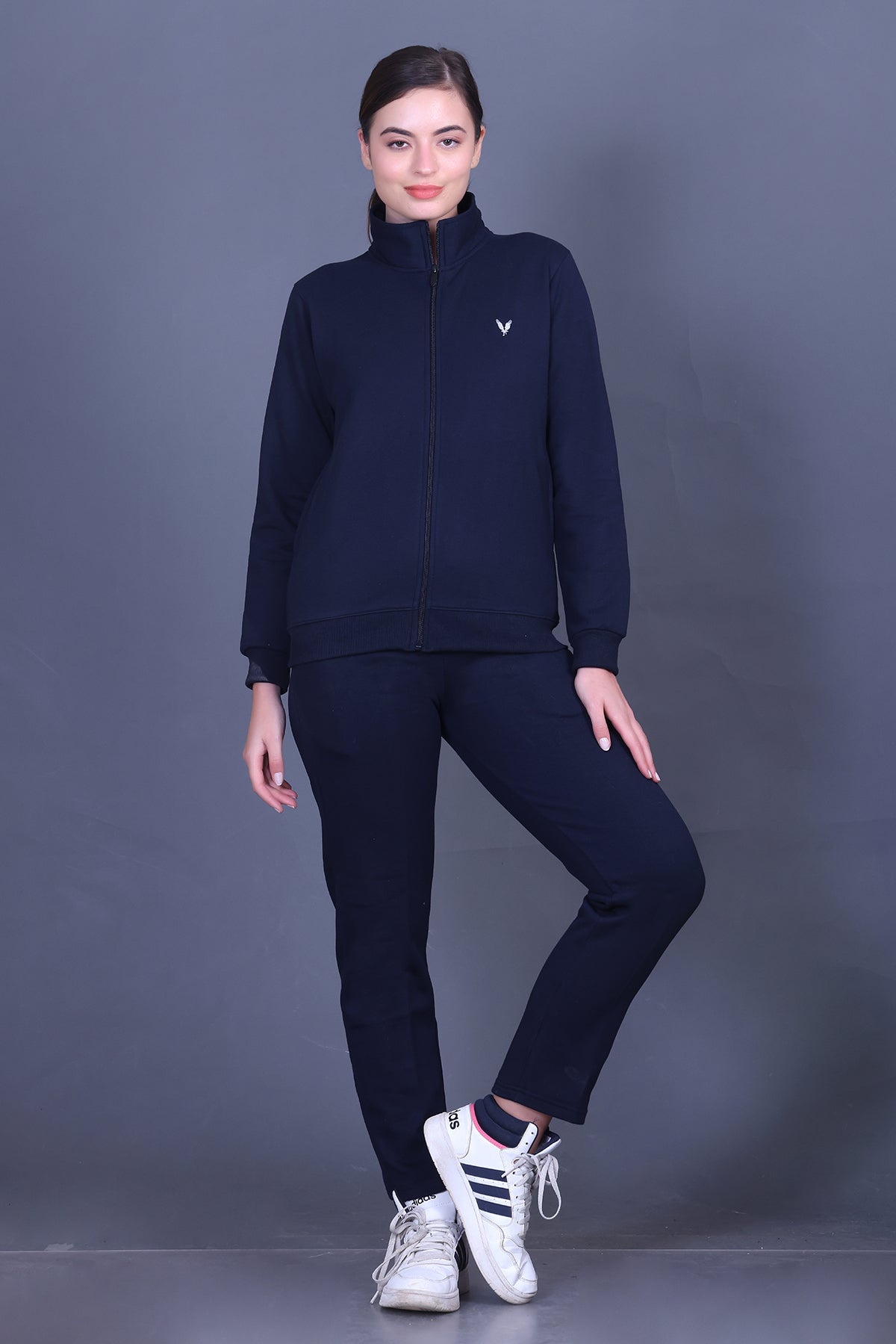 Navy Cotton Fleece Winter Track suit for Women