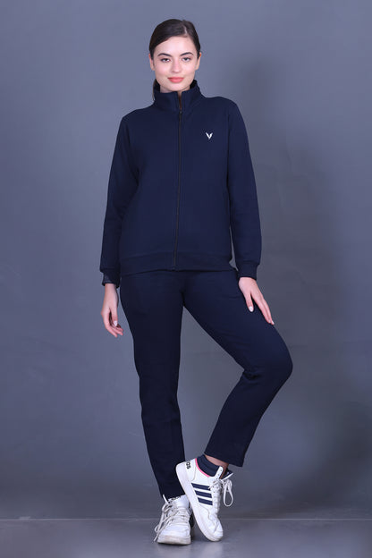 Navy Cotton Fleece Winter Track suit for Women