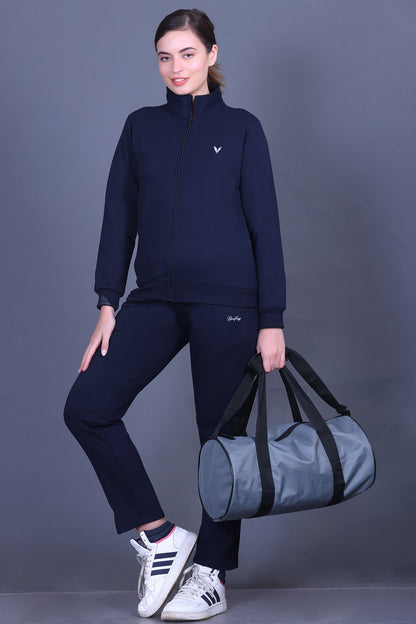 Navy Cotton Fleece Winter Track suit for Women