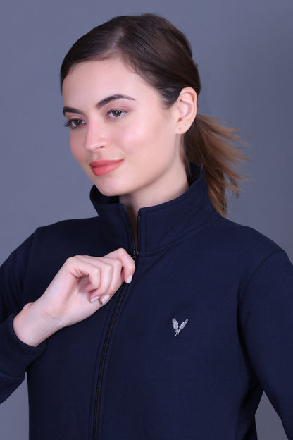 Navy Cotton Fleece Winter Track suit for Women