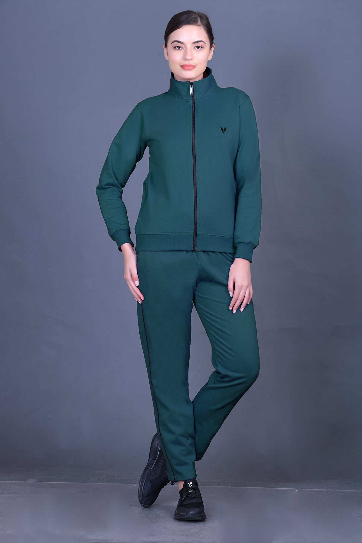 Teal Cotton Fleece Winter Track suit for Women