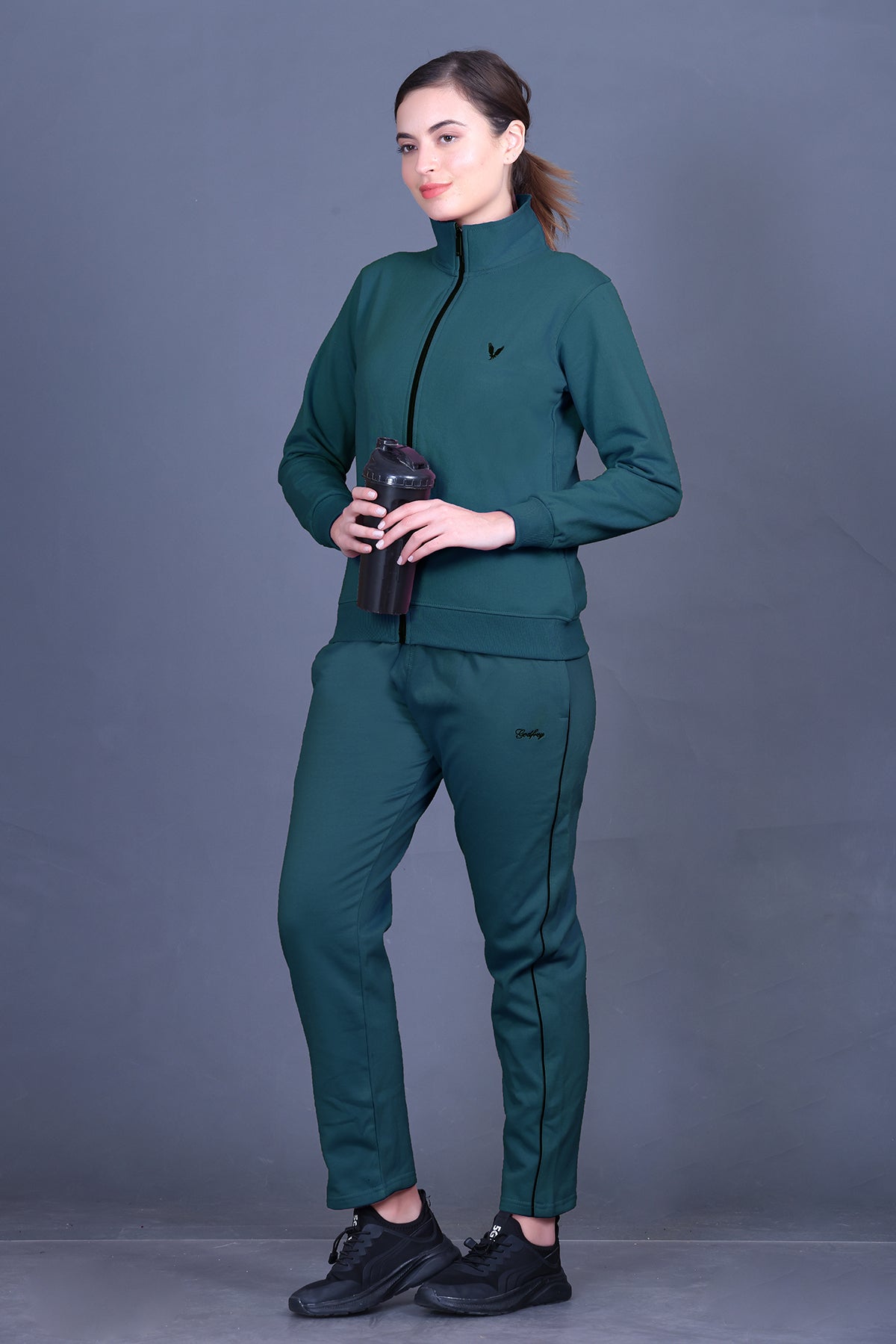 Teal Cotton Fleece Winter Track suit for Women