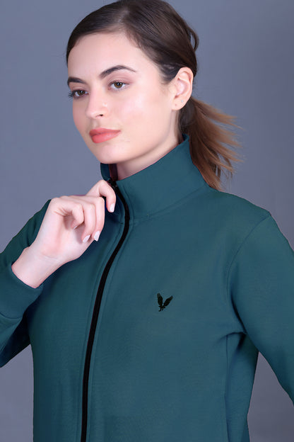 Teal Cotton Fleece Winter Track suit for Women