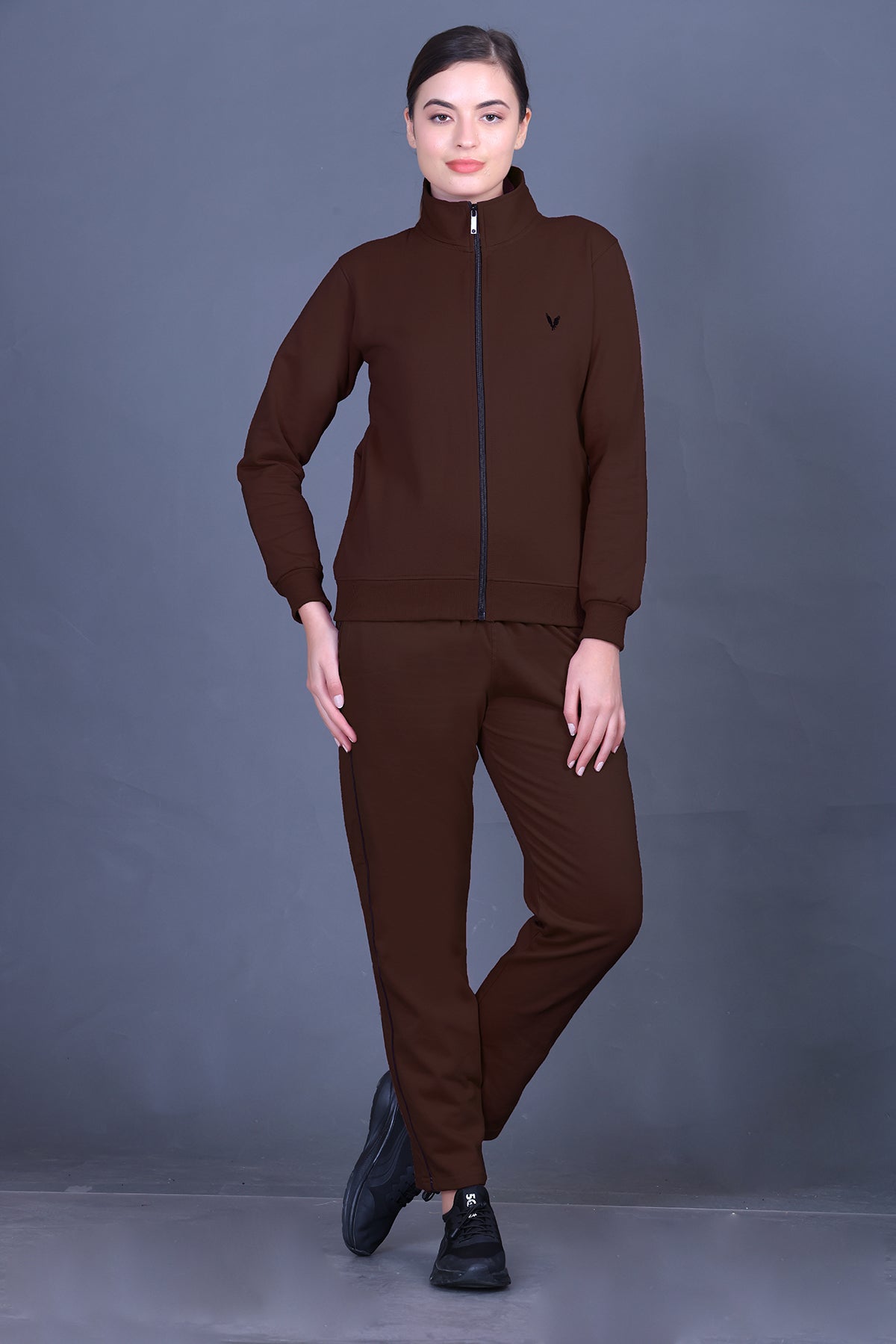 Coffee Cotton Fleece Winter Track suit for Women