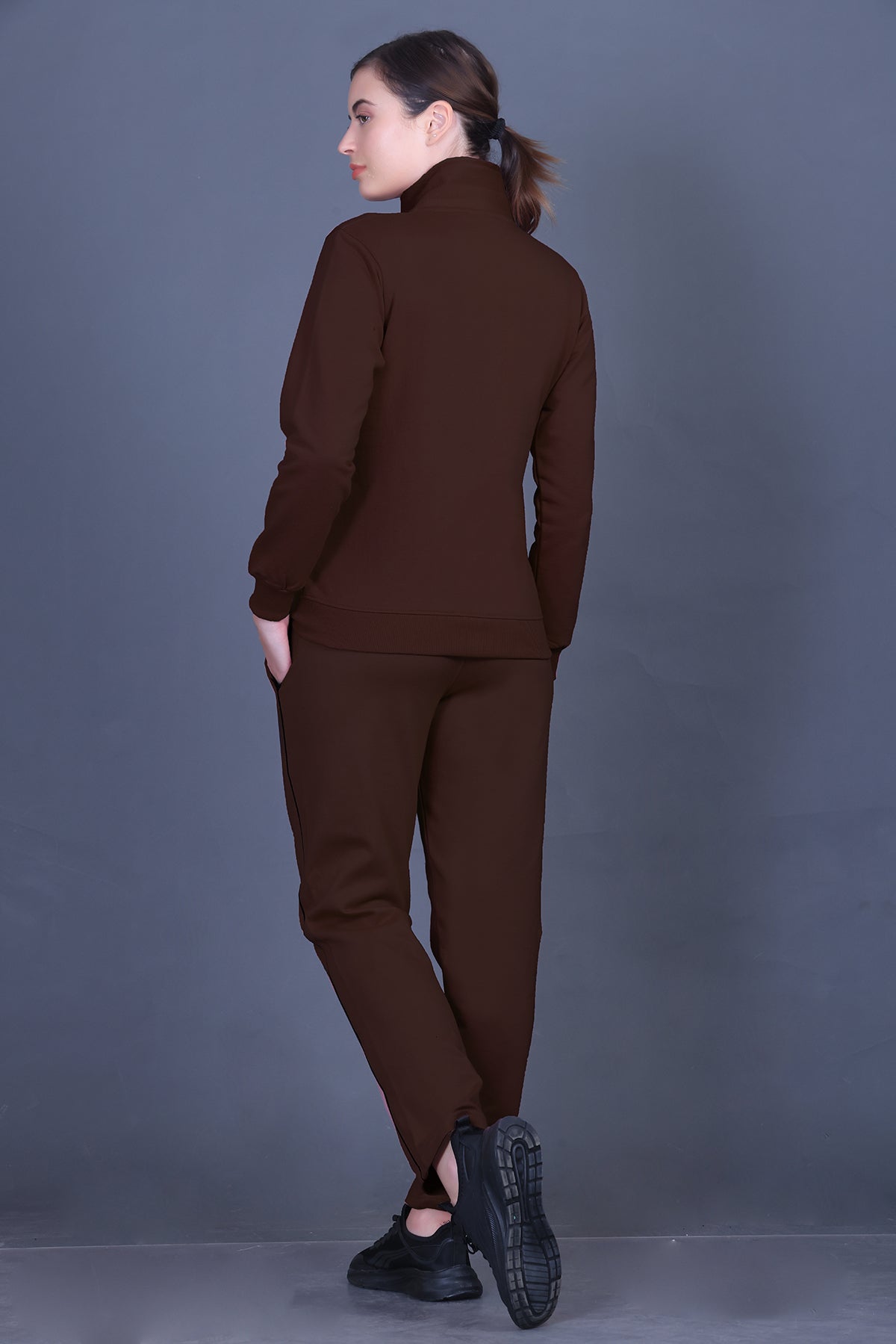 Coffee Cotton Fleece Winter Track suit for Women