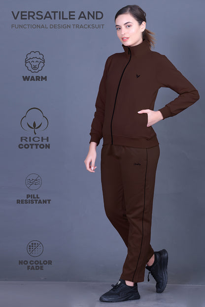 Coffee Cotton Fleece Winter Track suit for Women