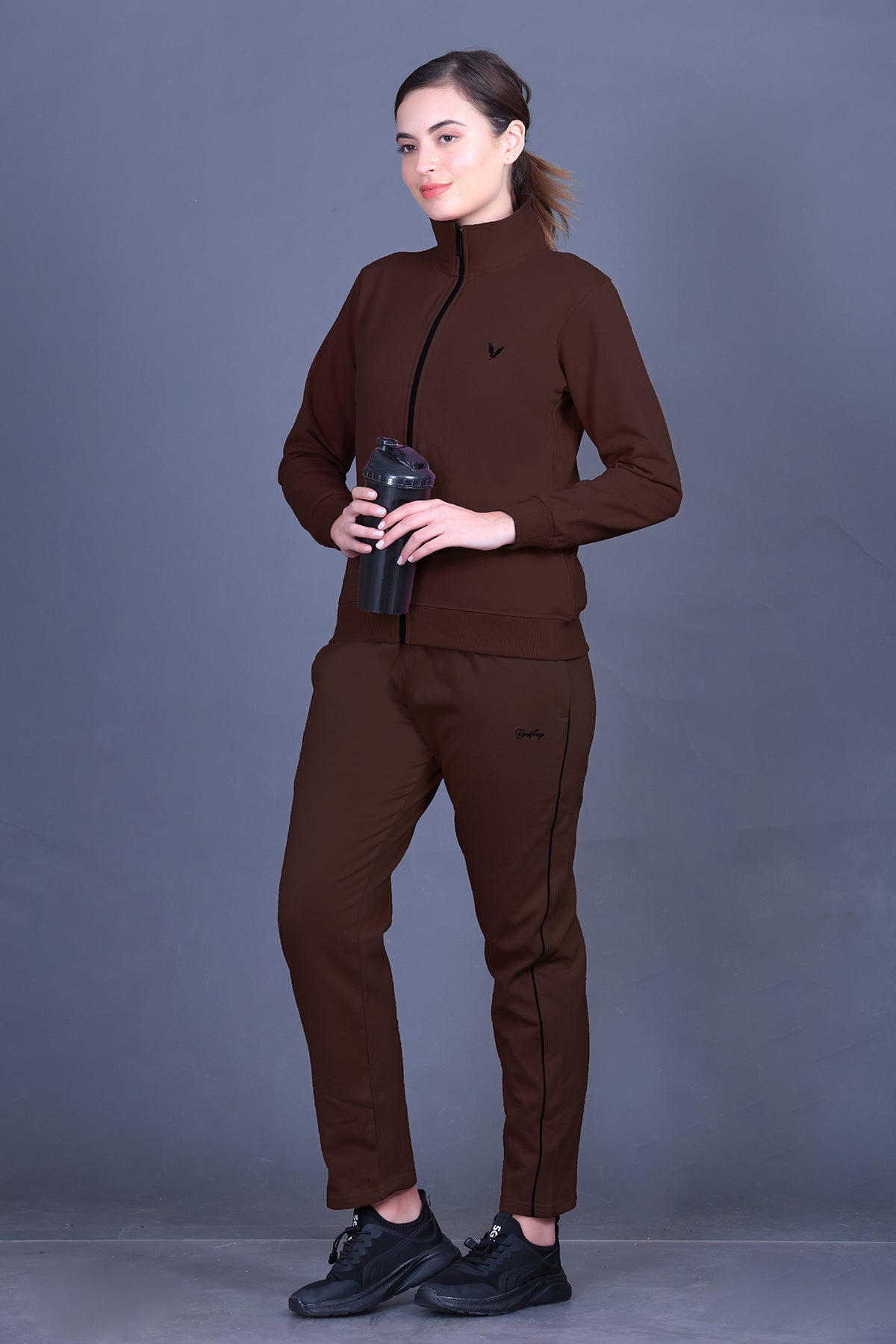 Coffee Cotton Fleece Winter Track suit for Women