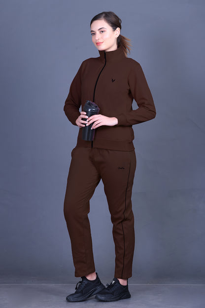 Coffee Cotton Fleece Winter Track suit for Women