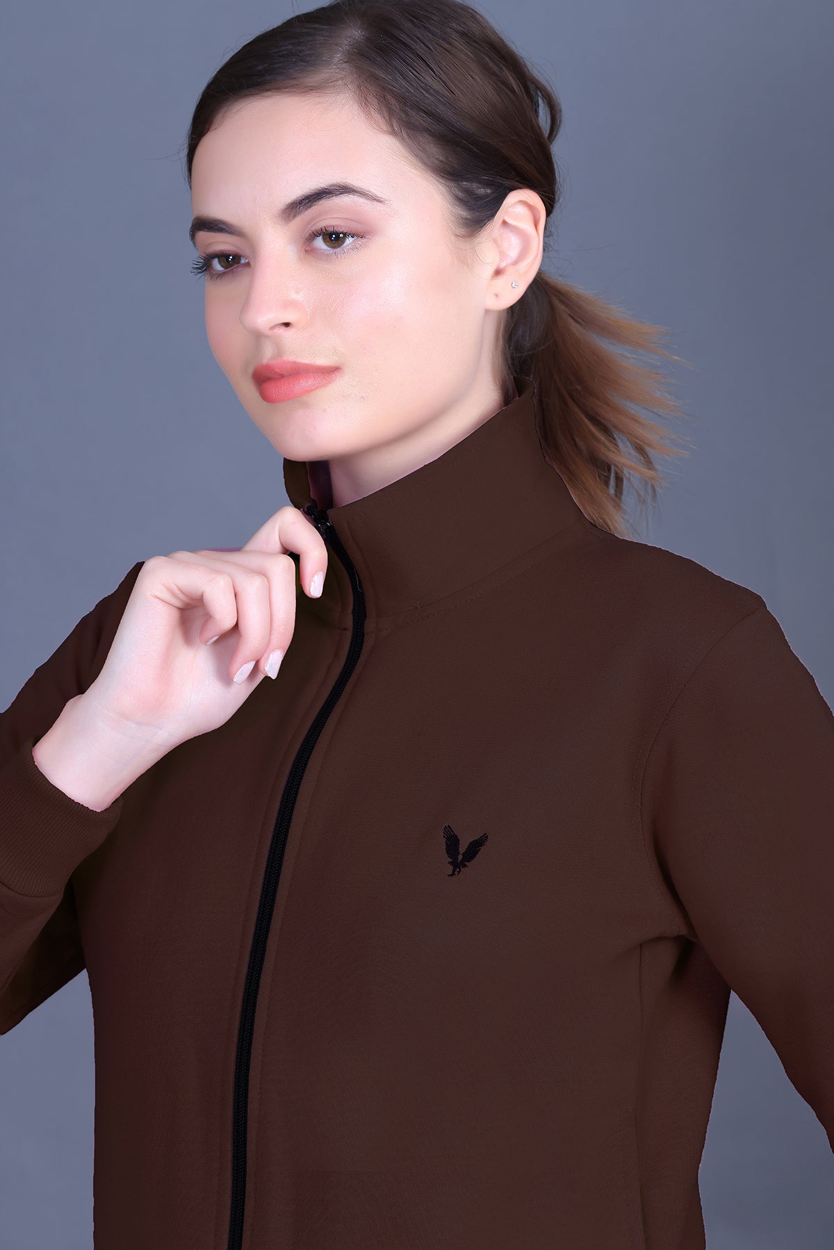 Coffee Cotton Fleece Winter Track suit for Women