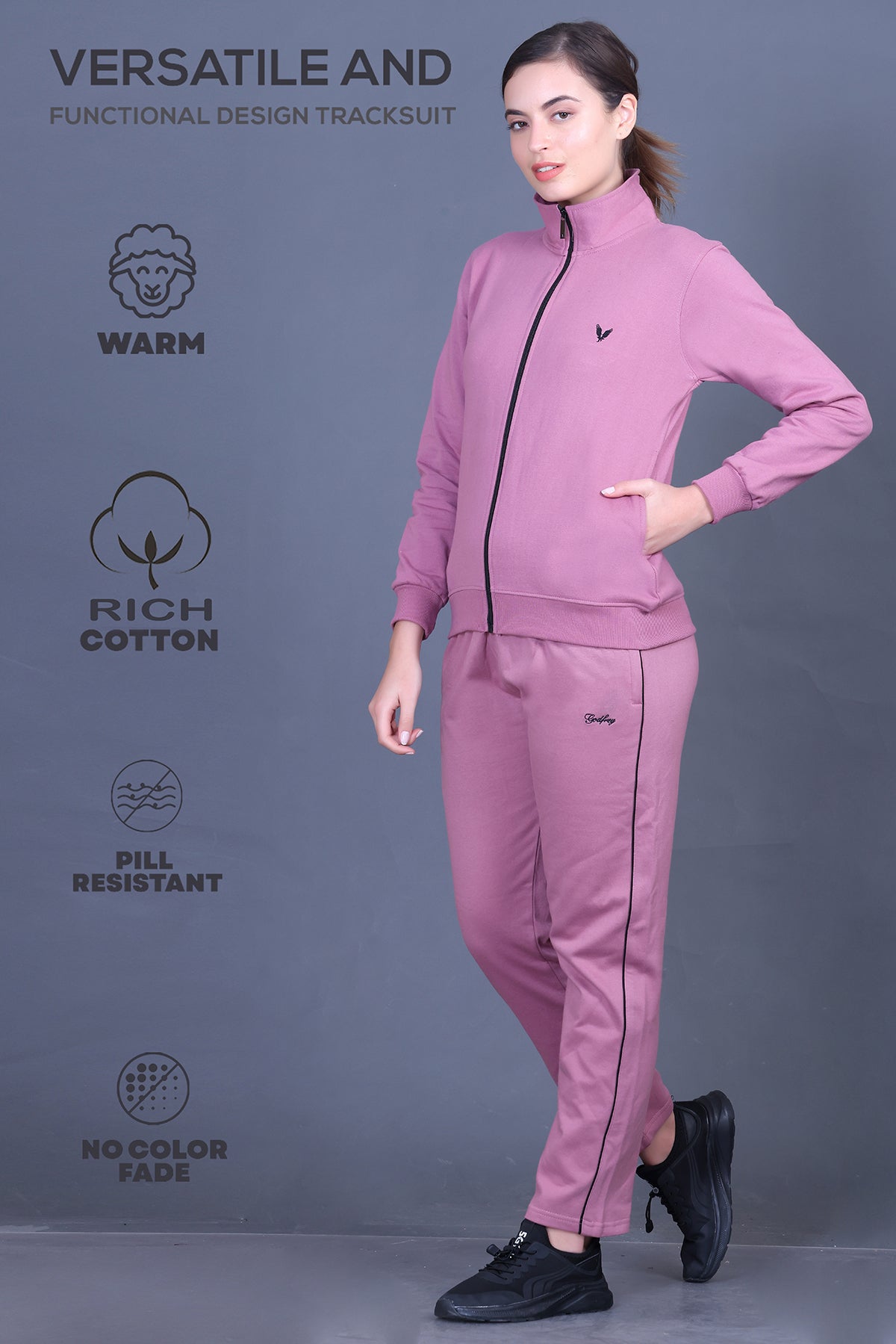 Rose Cotton Fleece Winter Track suit for Women