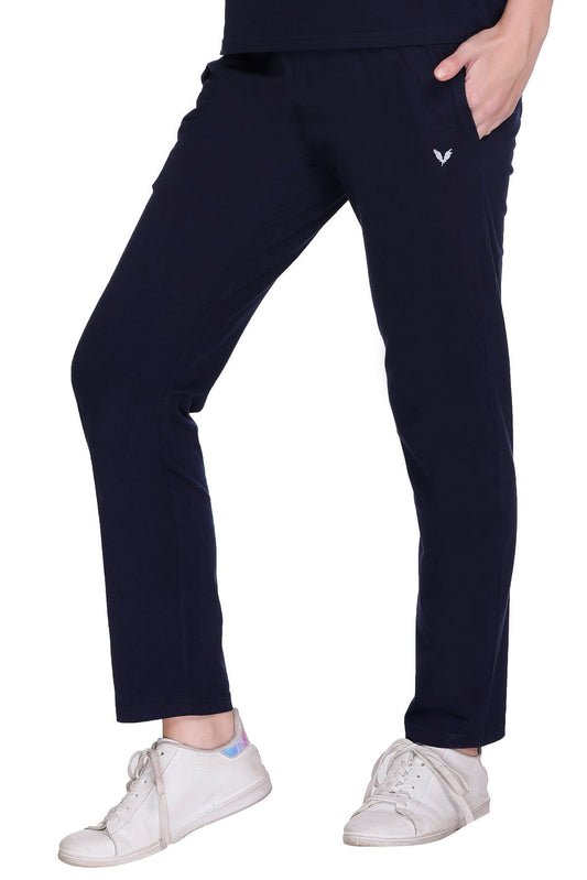 Navy Solid Cotton Pyjama For Women