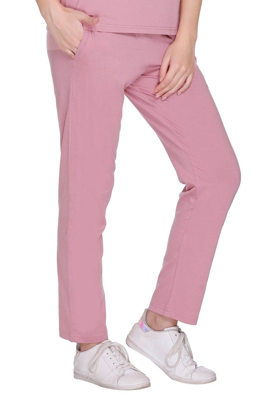 Rose Solid Cotton Pyjama For Women