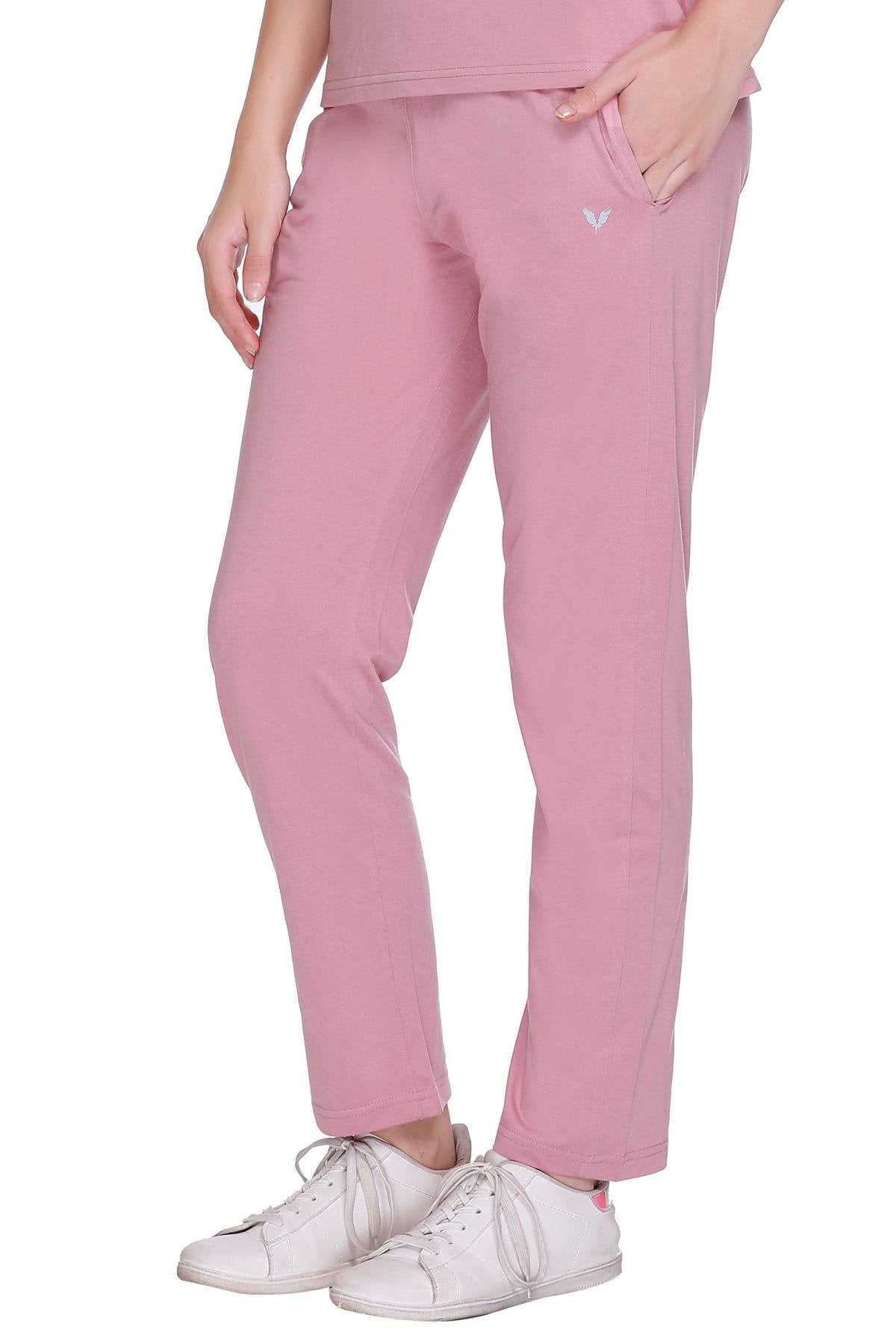 Rose Solid Cotton Pyjama For Women