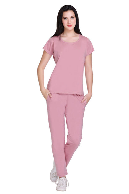 Rose Solid Cotton Pyjama For Women