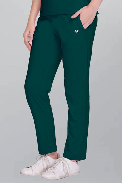 Turquoise Solid Cotton Pyjama For Women