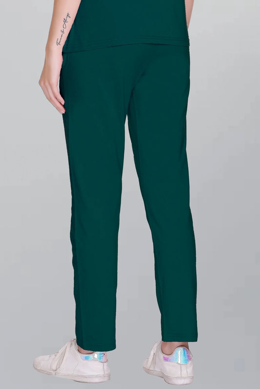 Turquoise Solid Cotton Pyjama For Women