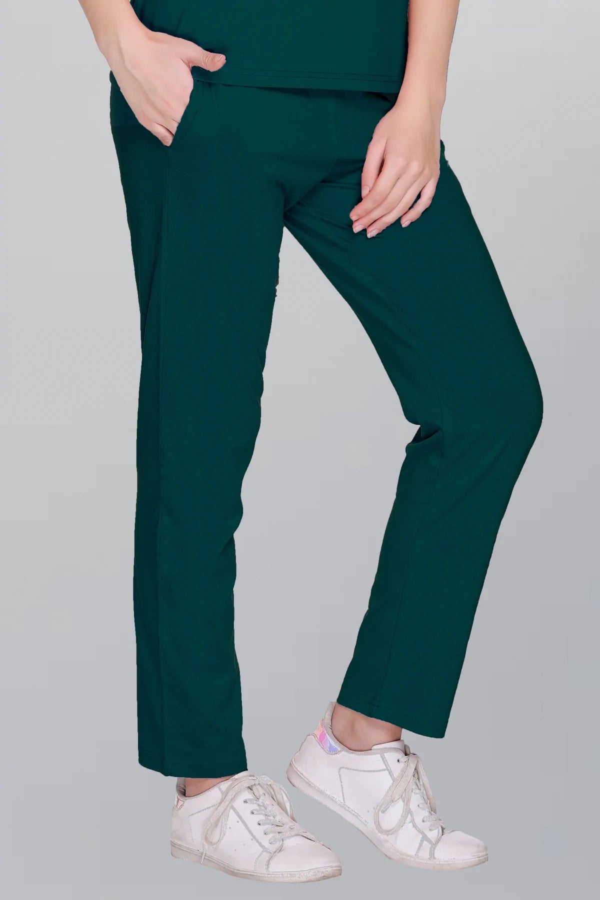 Turquoise Solid Cotton Pyjama For Women