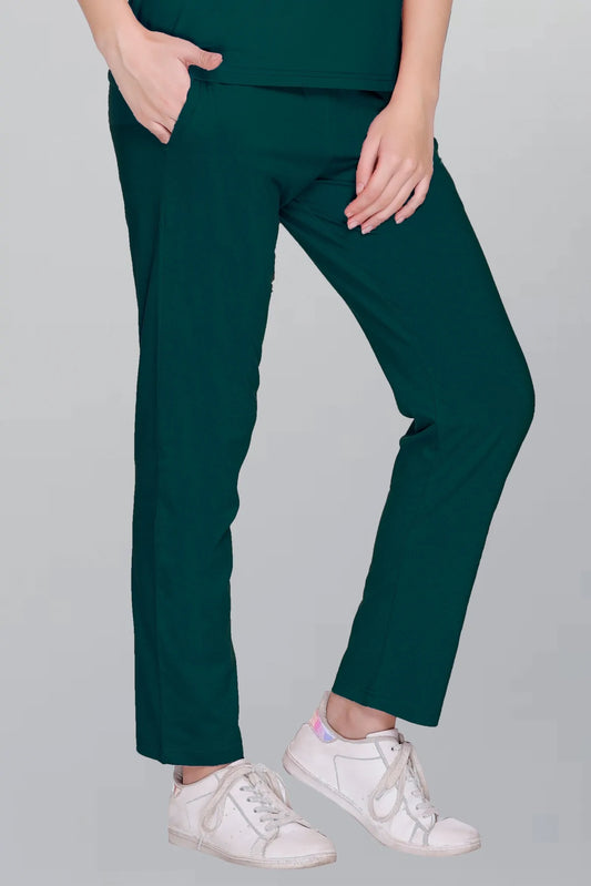 Turquoise Solid Cotton Pyjama For Women