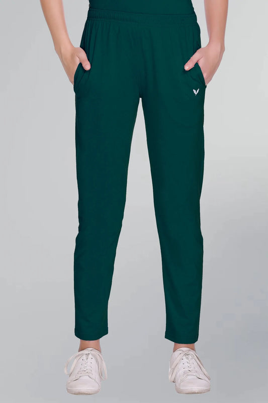 Turquoise Solid Cotton Pyjama For Women