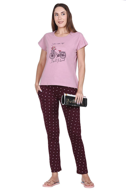 Rose Printed Cotton Pyjamas For Women