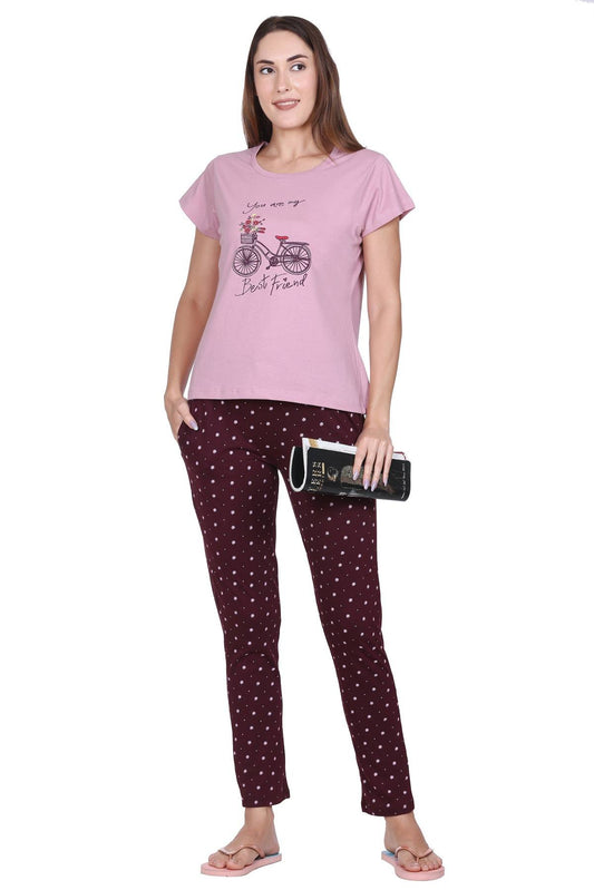 Rose Printed Cotton Pyjamas For Women