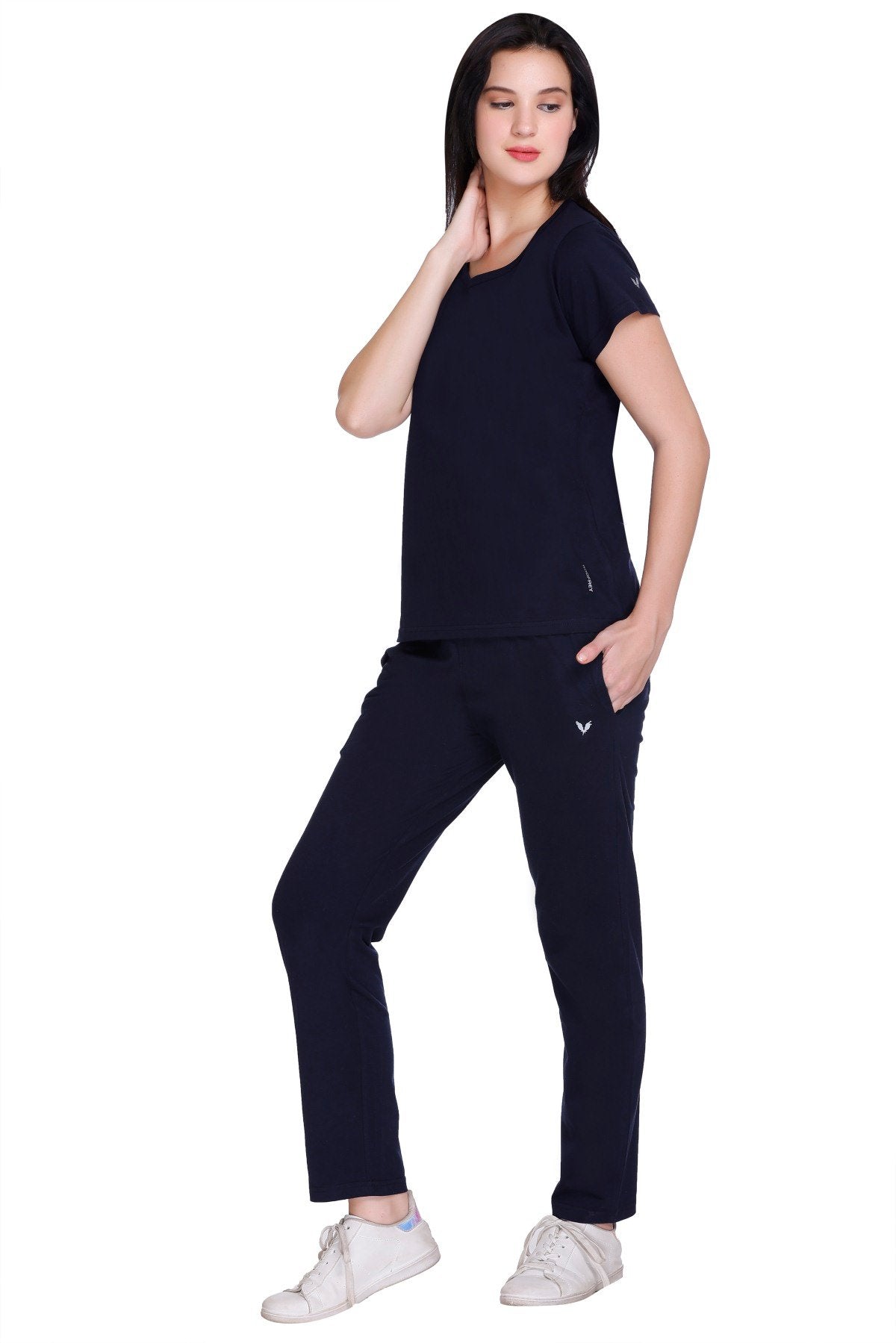 Navy Plain Co-Ord Set For Women