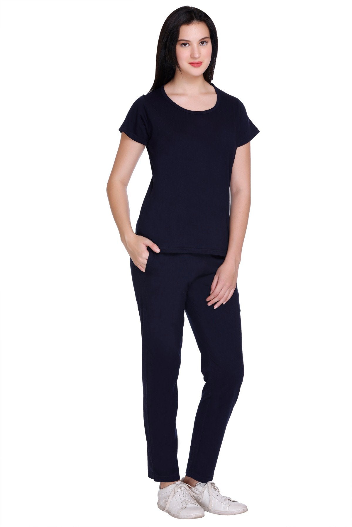 Navy Plain Co-Ord Set For Women
