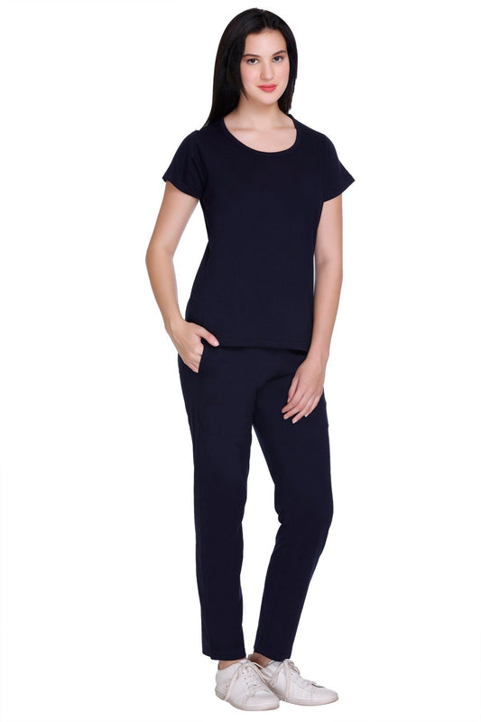 Navy Plain Co-Ord Set For Women