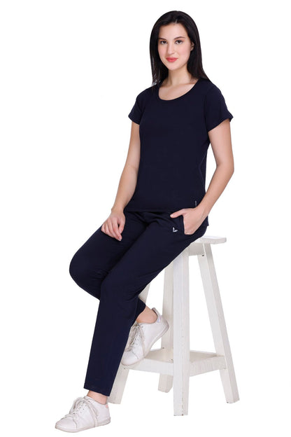 Navy Plain Co-Ord Set For Women