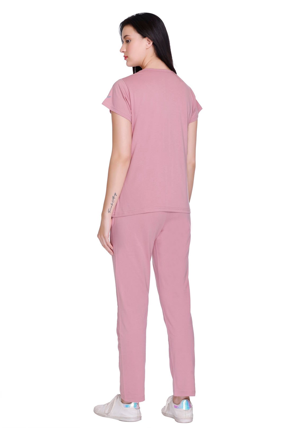 Rose Pink Plain Co-ord Sets Women