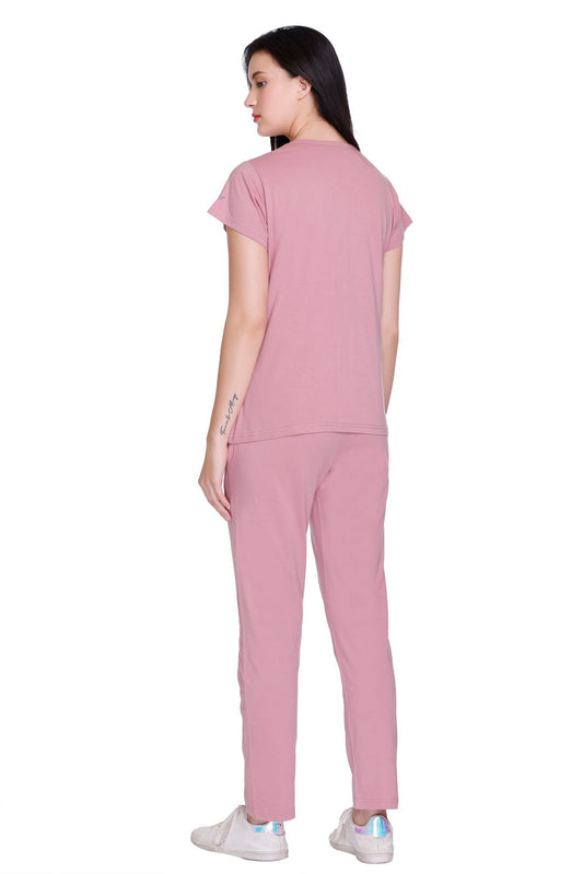 Rose Pink Plain Co-ord Sets Women