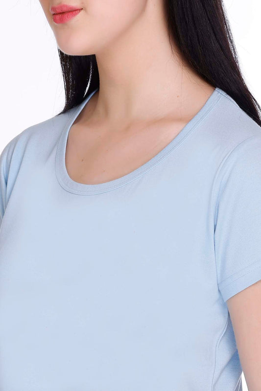 Sky Navy Plain Pajama Set For Women