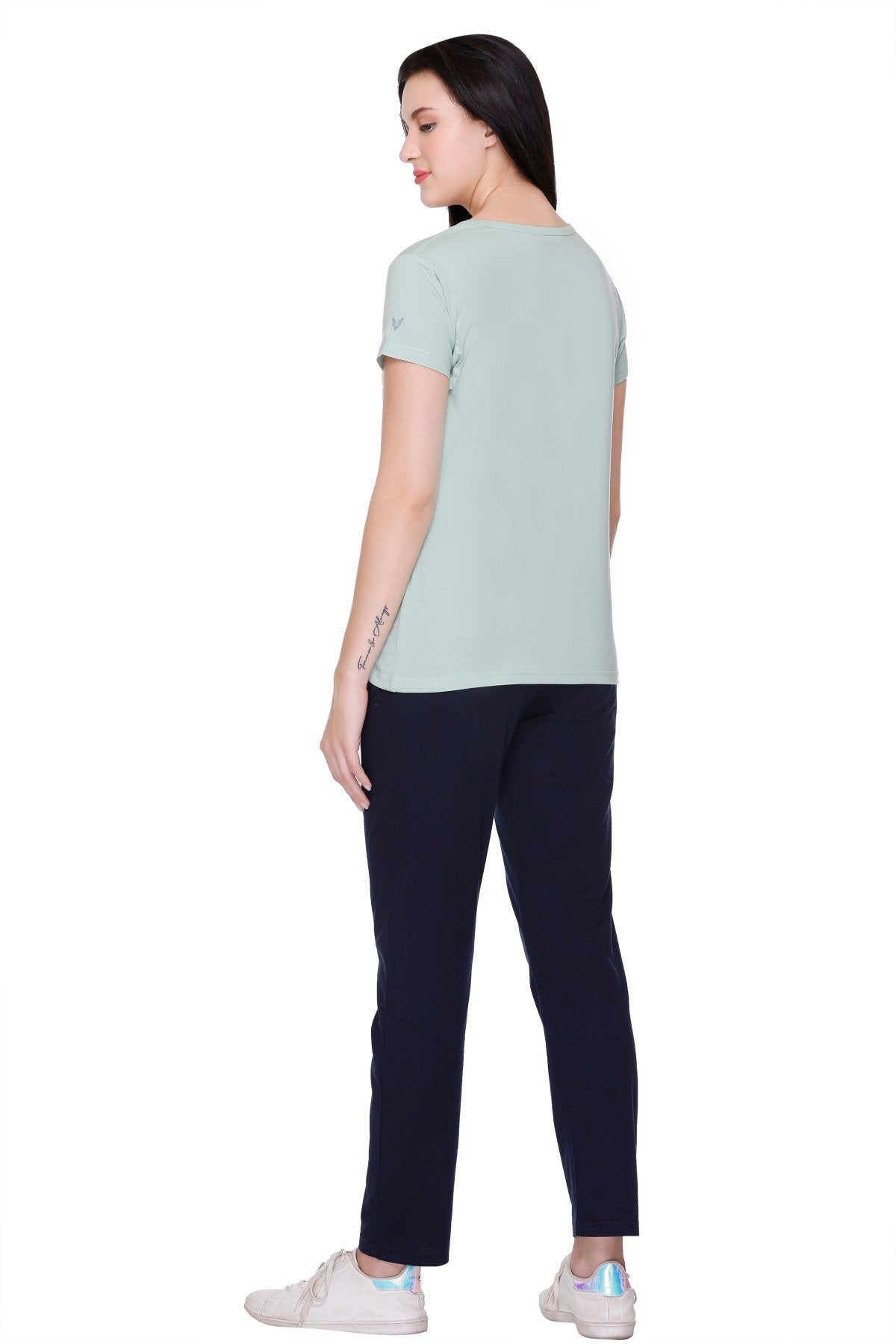 Pista Navy Plain Pajama Set For Women