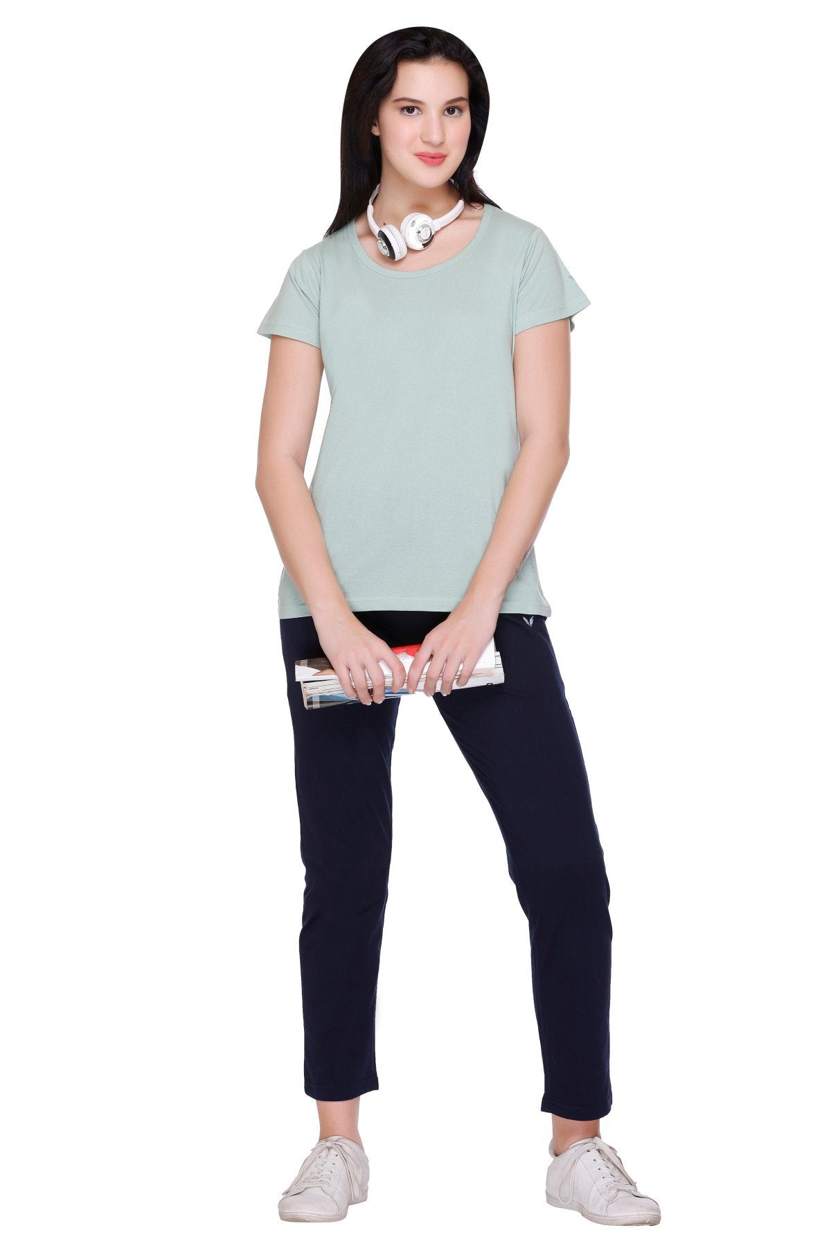 Pista Navy Plain Pajama Set For Women