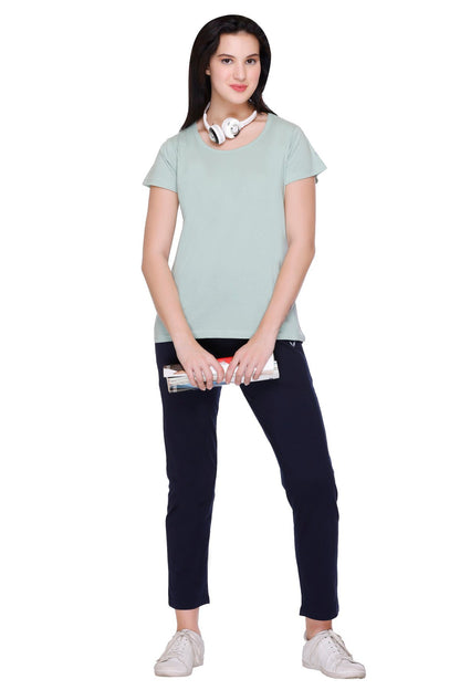 Pista Navy Plain Pajama Set For Women