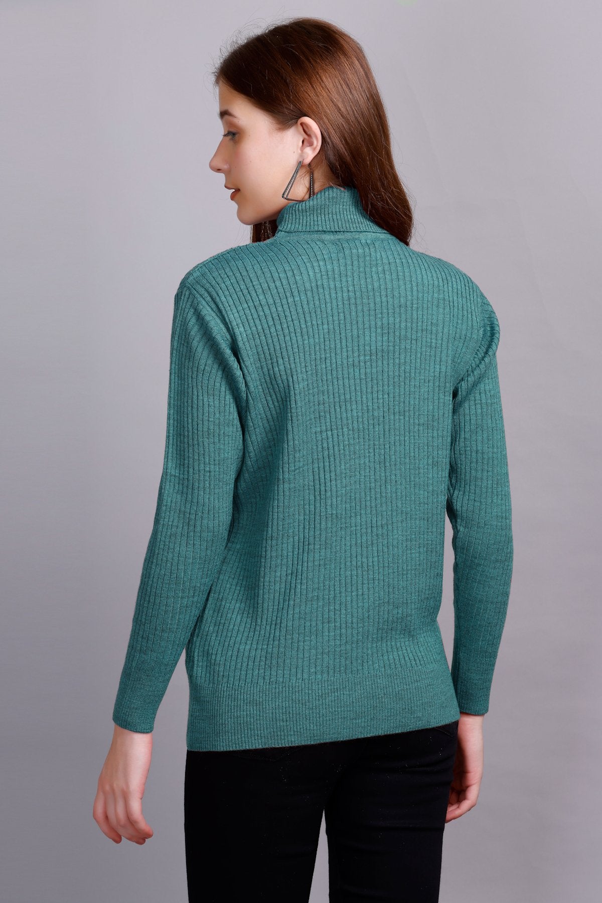 Light Turquoise High Neck full Sleeve Sweater Cable Knit