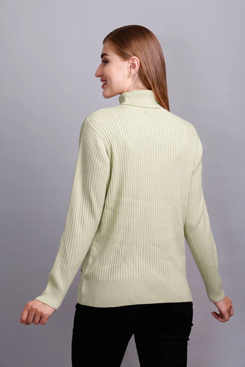Pista Women High Neck full Sleeve Sweater Cable Knit