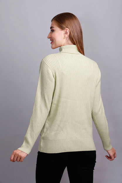 Pista Women High Neck full Sleeve Sweater Cable Knit