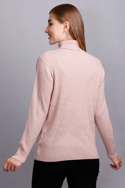 Rose High Neck full Sleeve Sweater Cable Knit