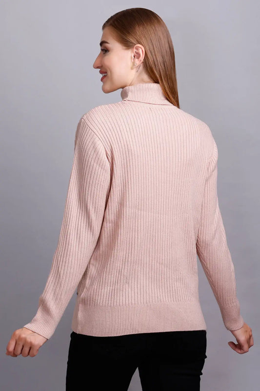 Rose High Neck full Sleeve Sweater Cable Knit