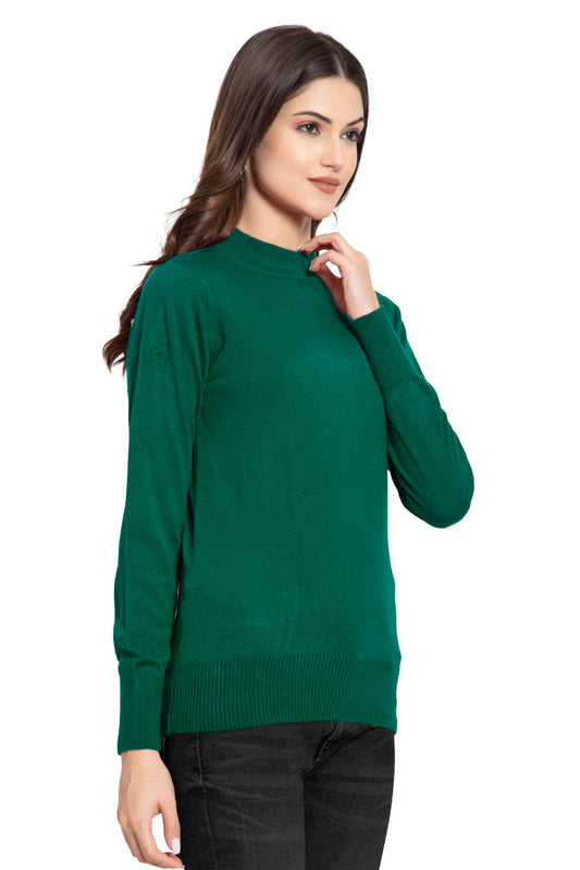 Peacock Full Sleeve Woolen Turtle Neck Sweater For Women