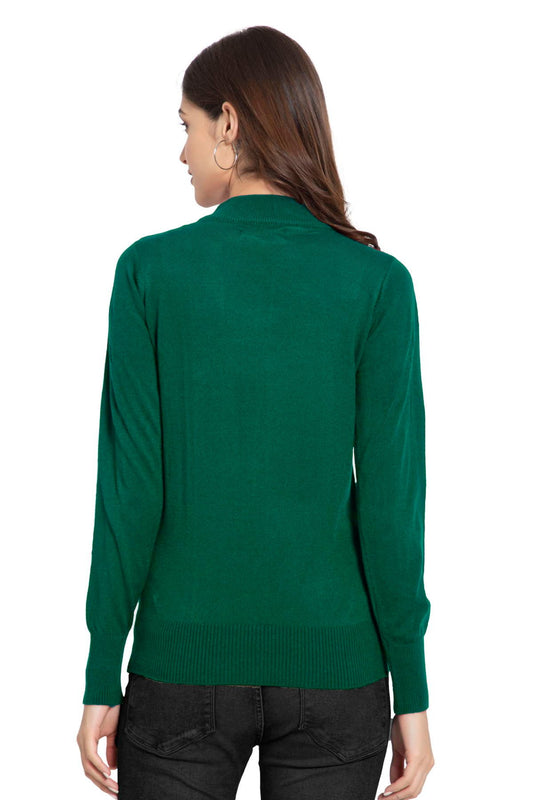 Peacock Full Sleeve Woolen Turtle Neck Sweater For Women