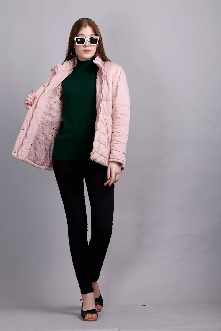 Pine Green Woolen Turtle Neck Sweater Vest Women