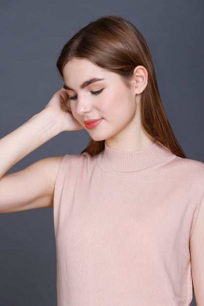 Rose Woolen Turtle Neck Sweater Vest Women